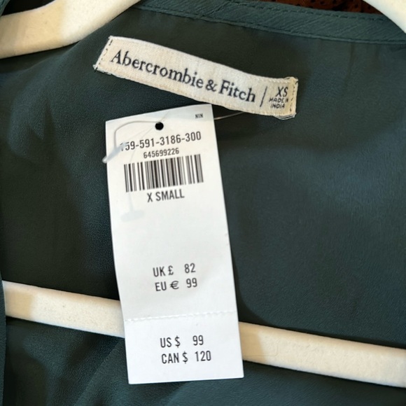 NWT Abercrombie and Fitch Green Chiffon Dress size XS - Picture 2 of 2